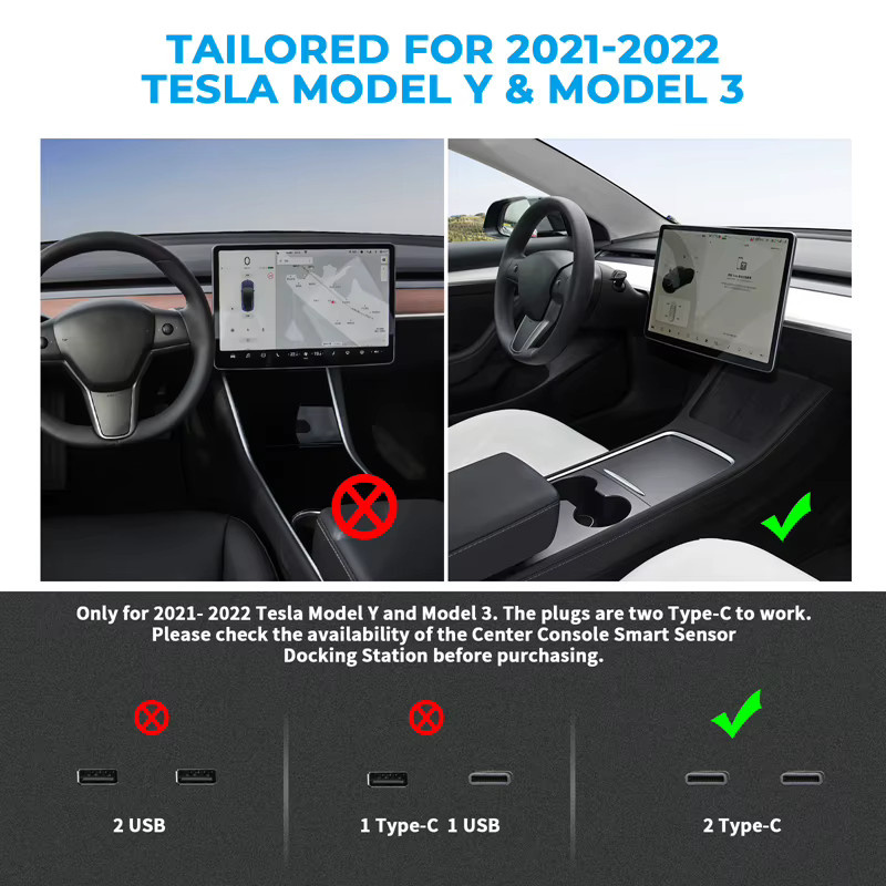 Intelligente USB-C Schnellladestation und USB-Shunt-Hub für Tesla Modell 3 und Modell Y, 27 W Adapter in Schwarz - Bild 5