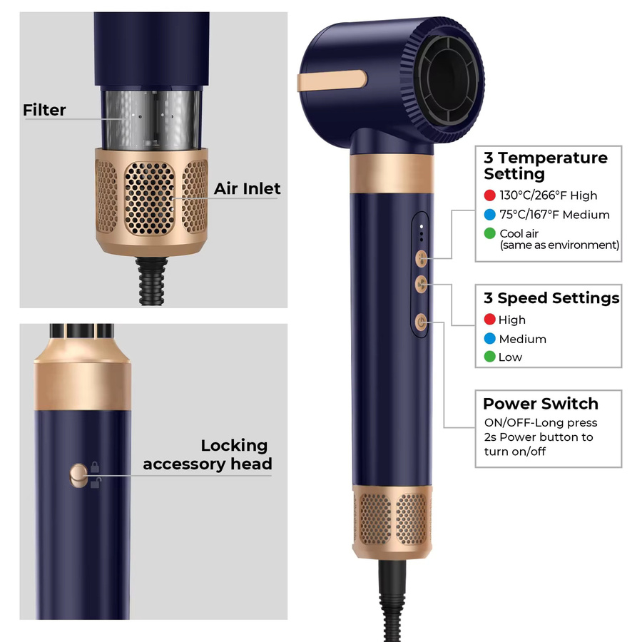 UKLISS Haartrocknerbürste 7 in 1 Air Styler Set, Damen - Bild 5
