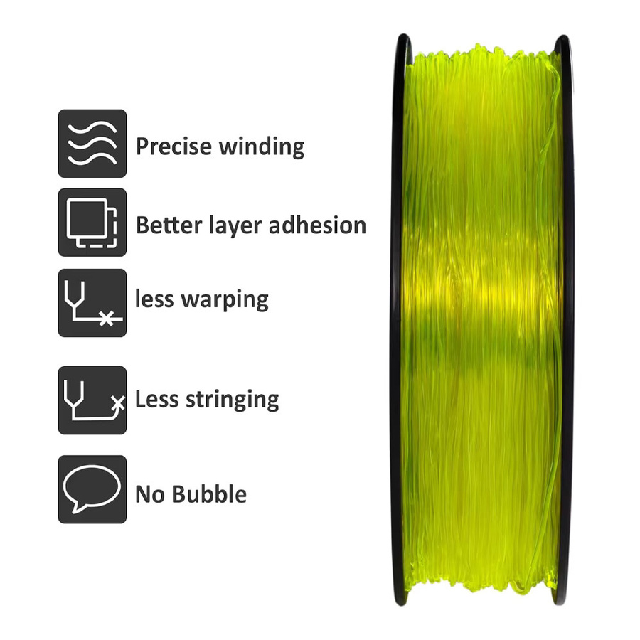 3D Maliang TPU Filament für FDM 3D-Drucker, 1,75 mm, transparent gelb, 250 g Spule - Bild 4