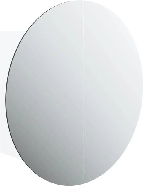 vidaXL Badezimmerschrank Weiß mit rundem Spiegel und LED-Beleuchtung, B/H/T: 47 x 47 x 17,5 cm - Bild 1