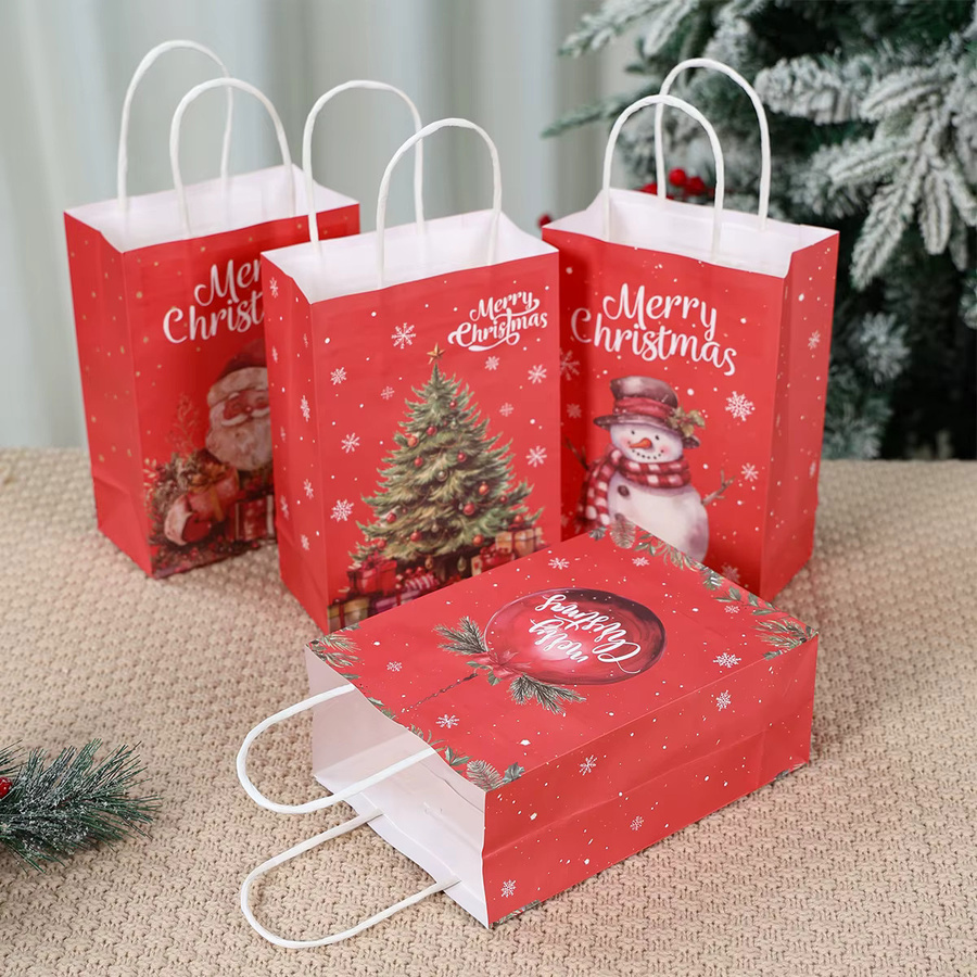 PATIMATE Weihnachts-Geschenktüten aus Kraftpapier in Rot für Weihnachten und Silvester - Bild 3