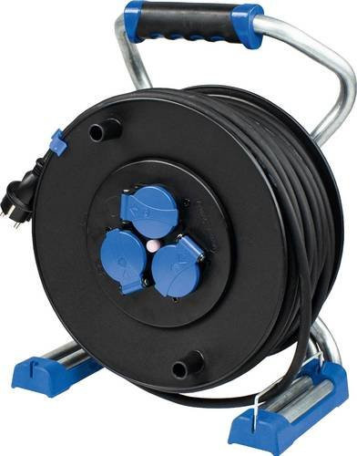 AS Schwabe Kabeltrommel Schwarz mit 40m Kabellänge und Schutzkontakt-Stecker - Bild 1