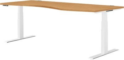Schäfer Shop Genius Schreibtisch MODENA FLEX, elektrisch höhenverstellbar, Freiform mit Ansatz rechts, Farbe Buche/weiß, Breite: 180 cm - Bild 1