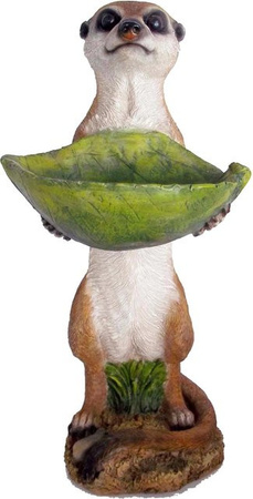 Sunny Garden Deko-Figur Erdmännchen mit Vogeltränke in Braun, Höhe: 33 cm