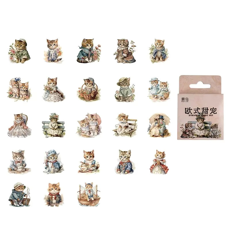 46 Stück Mini Box Aufkleber mit süßen Haustier- und Katzenmotiven, buntes Briefpapier zum Siegeln und Gestalten von Sammelalben, Durchmesser: 4 cm - Bild 2