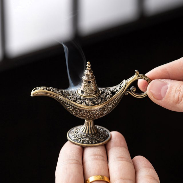 JETTING Mini Arabischer Weihrauchbrenner im Antik-Stil aus Metall in Gold mit Tealight-Halter - Bild 1