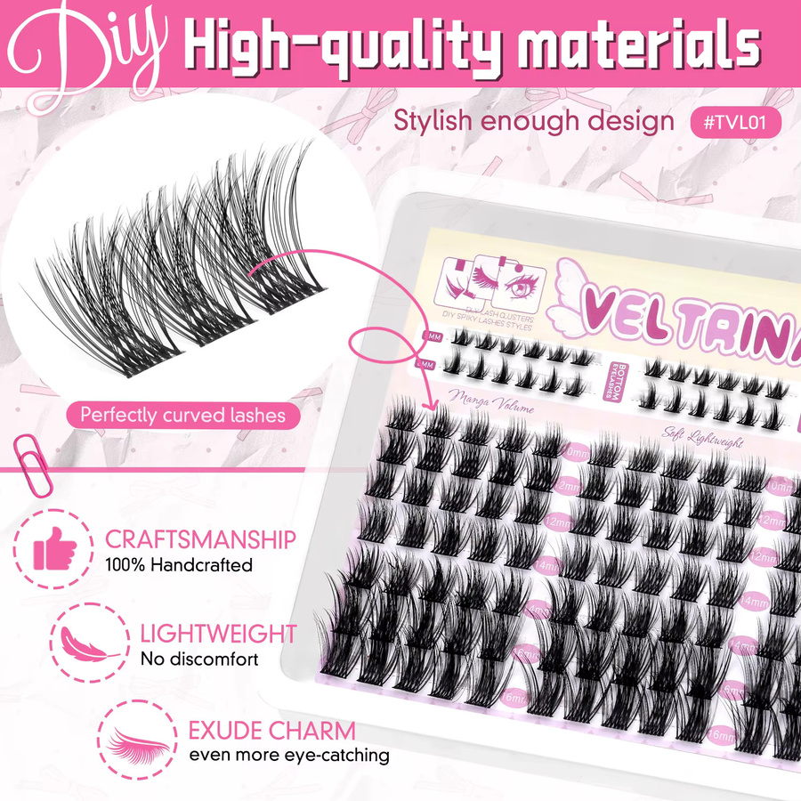 VELTRINAY Wimperncluster, natürlich, Unisex - Bild 5