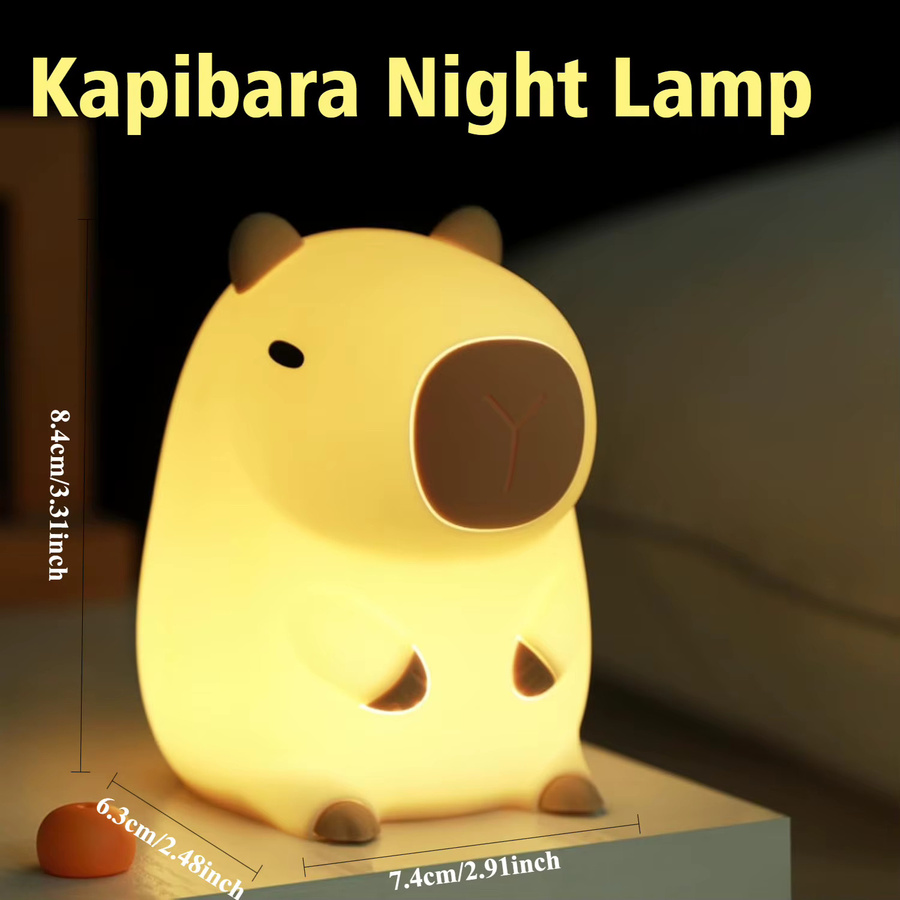 XIWANGFIRE Capybara Mini-Nachtlicht aus Silikon mit warmweißem Licht und Touch-Bedienung - Bild 3
