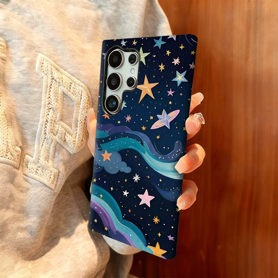Pastell Star Waves Handyhülle für Samsung Galaxy S25 Ultra, S24 und S23 Ultra Plus, stoßfeste doppellagige Rückseite, Multicolour - Bild 2