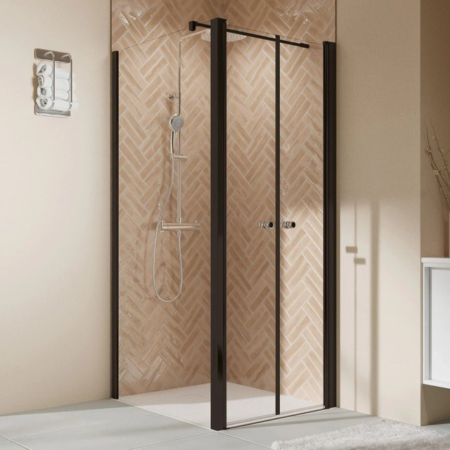 Breuer Seitenwand Elana 2.0 für Pendeltür aus Klarglas in Schwarz Matt, Breite: 100 cm, Höhe: 200 cm, DIN Links - Bild 1