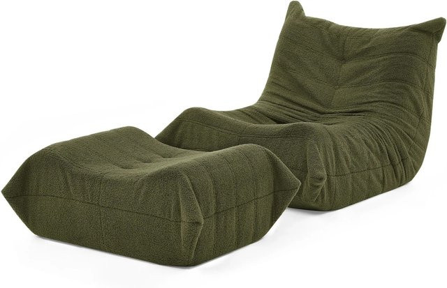 PXloue Stoffsofa mit Rückenlehne und Fußhocker aus Teddyfell für dein Wohnzimmer - Bild 1