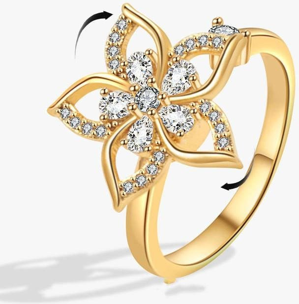 Ring Sonnenblumen-Kristall, Messing, beige, Damen - Bild 1