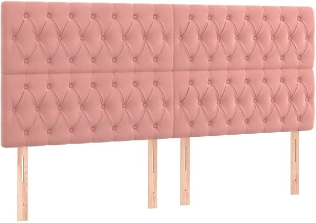 vidaXL LED Kopfteil aus Samt in Rosa mit USB-Ladeport und integrierter Beleuchtung, B: 200 cm, H: 118-128 cm - Bild 1
