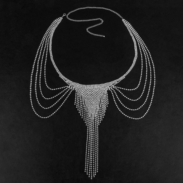 StrideBox Körperkette mit Engelsflügeln, Silber, Diamant, Kristall, Damen - Bild 1