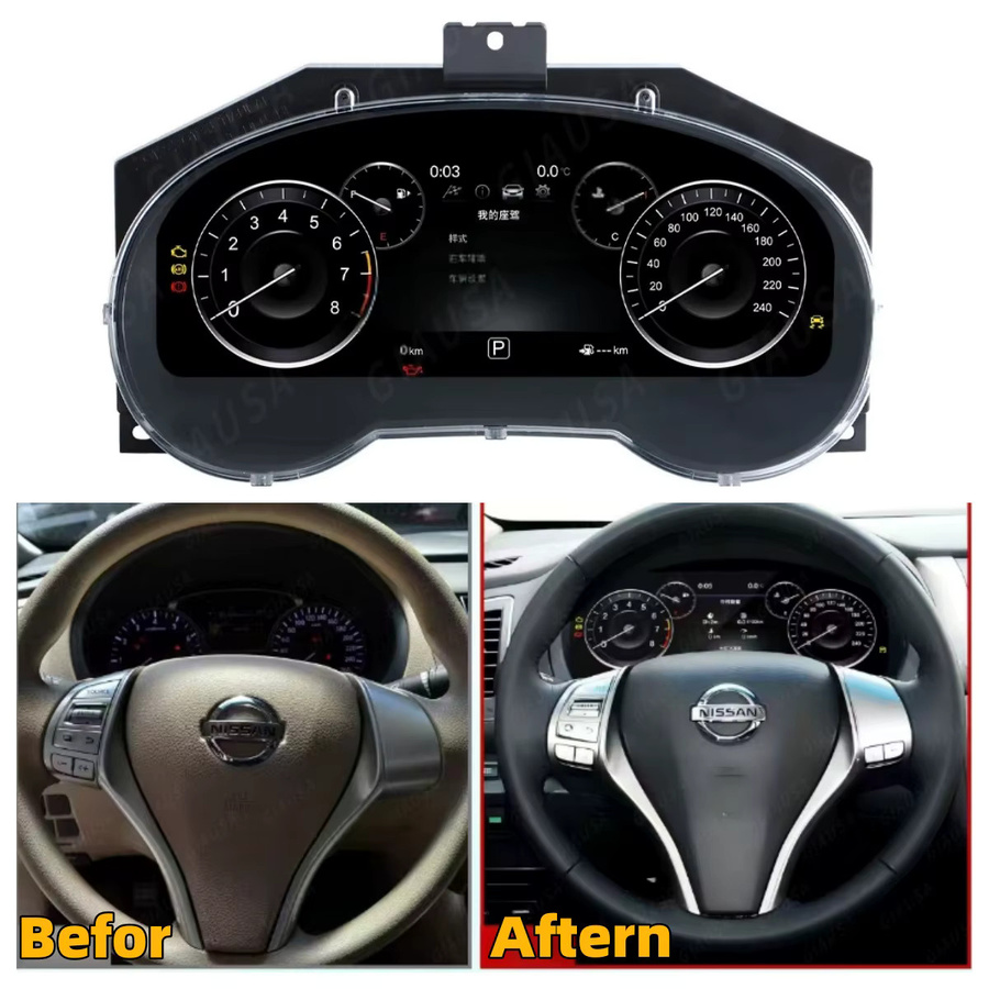 YANFU Digitales Kombiinstrument mit kabellosem CarPlay für Nissan X-Trail Qashqai Murano Teana Pathfinder, 12,3 Zoll, Schwarz - Bild 2