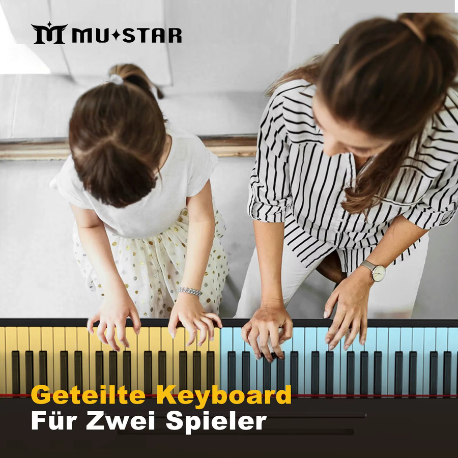 MUSTAR Digitalpiano Set mit 88 Tasten und Hammermechanik in Schwarz inklusive Klavierbank, Ständer und 3 Pedalen mit MIDI-USB-Anschluss - Bild 3
