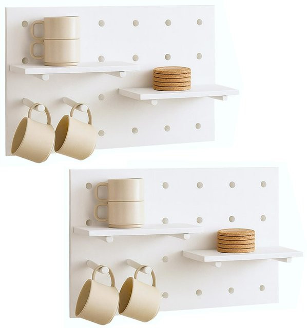 2er-Set MCW Wandpaneel MCW-P24 Wandregal Steckboard mit 4 Ebenen in Weiß, B: 60 cm, H: 40 cm - Bild 1