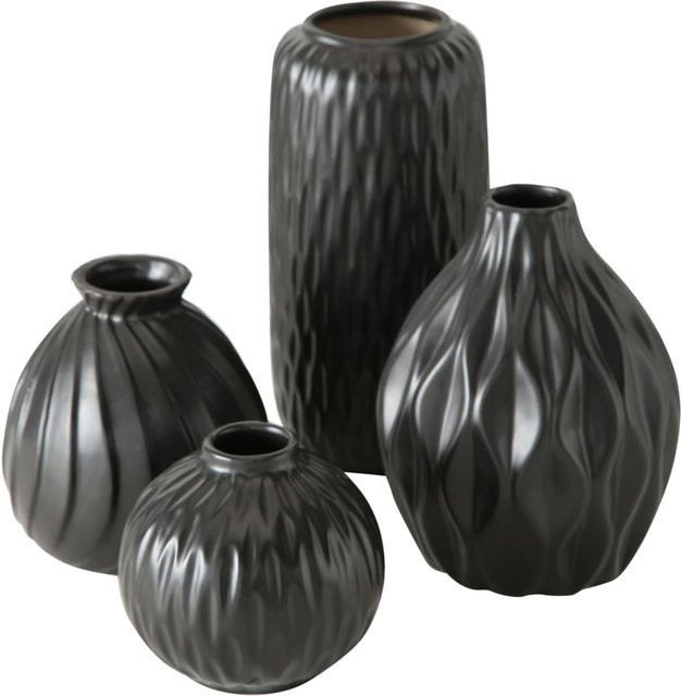 Boltze Vase Zalina 4-teilig schwarz aus Keramik für Blumen - Bild 1