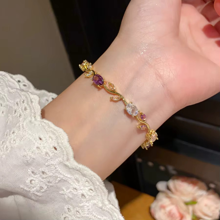 YUYAN Handgelenkkette, Roségold, Zirkonia, Damen - Bild 2