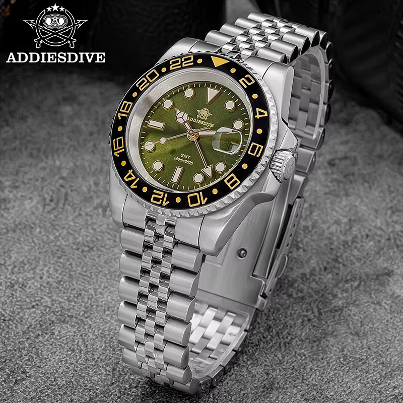 ADDIESDIVE Armbanduhr, Quarz, Edelstahl, 40 mm, Herren, Grün - Bild 5