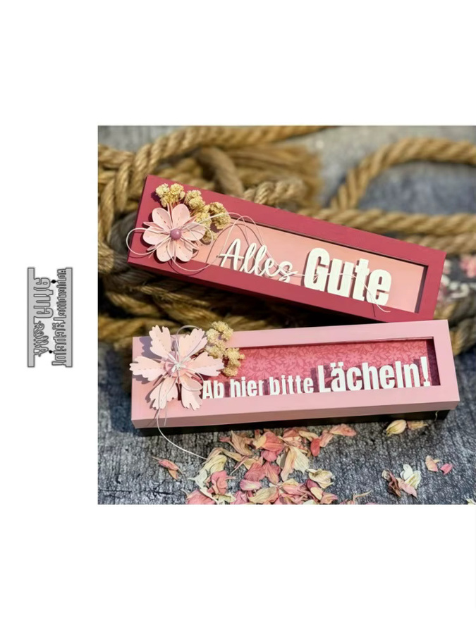 Stanzformen Neue deutsche Phrase Buchstabe Ab Hier Bitte Lächeln aus Metall für DIY Scrapbooking und Kartenherstellung - Bild 3