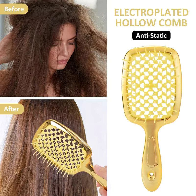 Haarbürsten-Set, Entwirrungspinsel mit Kopfhautmassage, Gold, Unisex - Bild 3
