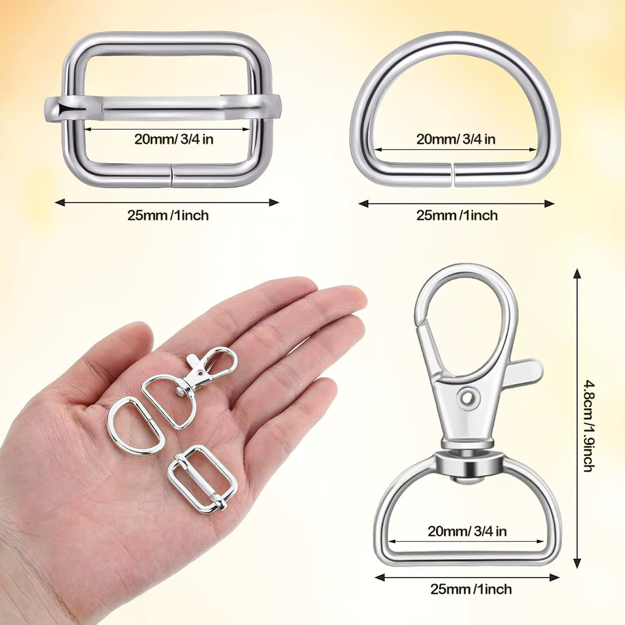 Drehverschluss-Set mit D-Ring und Schiebeverschluss, Edelstahl, Roségold, Unisex - Bild 1