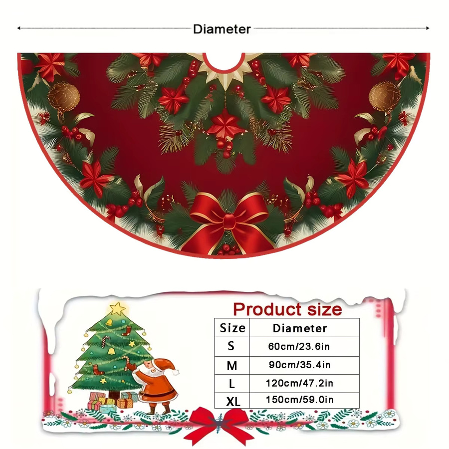VIKAMA Weihnachtsbaumkleid für Erwachsene in Rot und Weiß mit floralem Muster - Bild 4