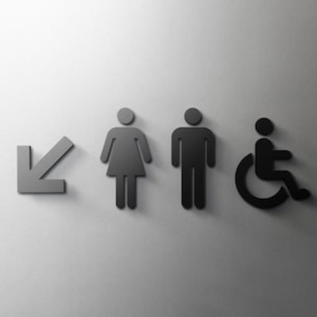 CIFBUY 3D Acryl Badezimmerschild mit Pfeil als Toiletten-Wegweiser, selbstklebend, Schwarz, B/H: 20 x 20 cm - Bild 1