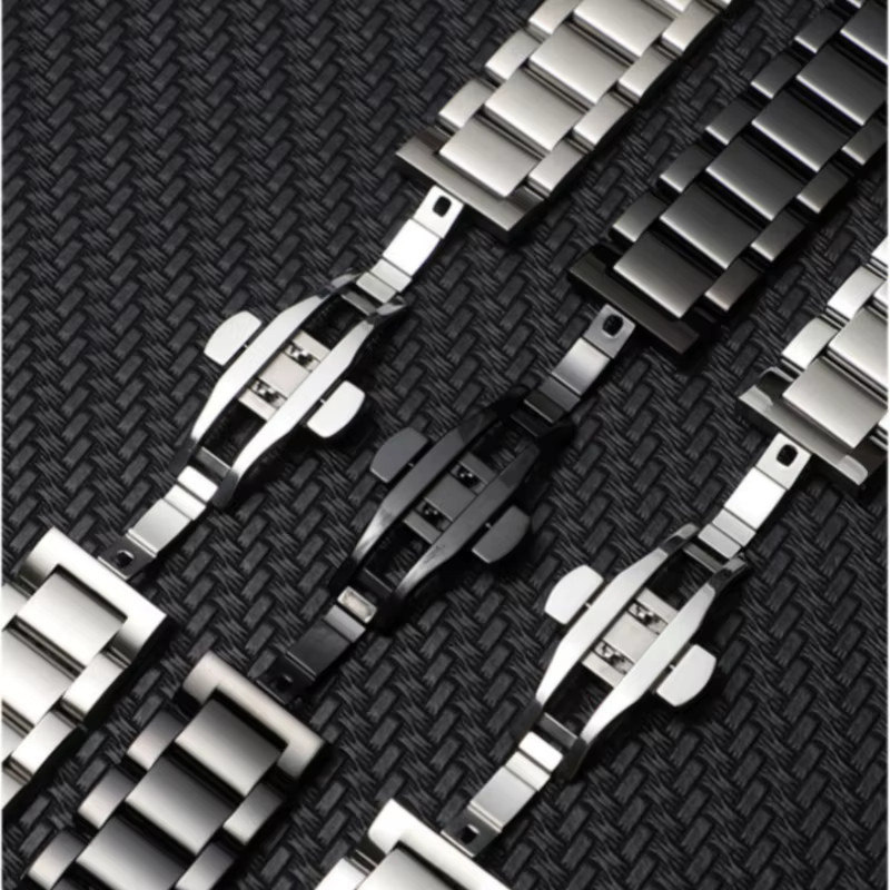Aotelayer Uhrenarmband Edelstahl, Silber, Unisex, 20 mm, 22 mm, Butterfly-Verschluss - Bild 1