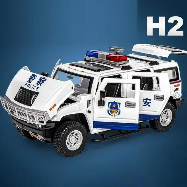 QiaoZhiBaDun H2 Polizeiauto Modell, 1:24 Maßstab, Metall, ab 14 Jahren - Bild 1