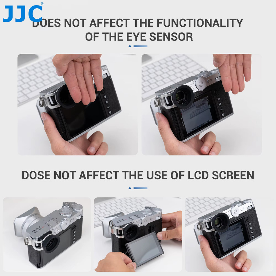 JJC Silikon-Augenmuschel-Adapter für Fujifilm GFX100RF in Schwarz und Silber - Bild 4