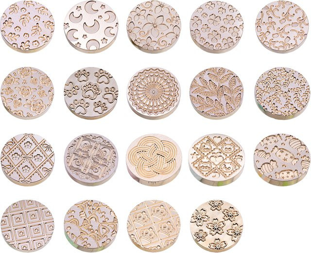 Siegelwachs-Stempel mit 3D-Relief Kupferkopf in Gold für Vintage-Einladungen und Hochzeitskarten, Durchmesser: 25 mm - Bild 1