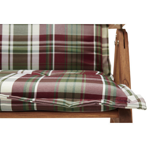 Merxx Gartenmöbelset Borkum aus Eukalyptusholz, 13-teilig mit 6 Klappsesseln, Auflagen und Klapptisch, B/T: 135 x 85 cm, beige/rot kariert - Bild 4