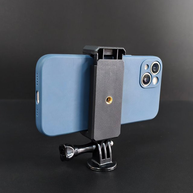 BMUUPY Telefon-Clip-Halter Adapter mit Schraubhalterung für Smartphones und Actioncams wie GoPro Hero und Insta360, Schwarz - Bild 1