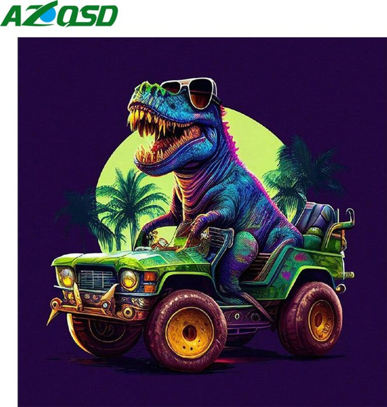 AZQSD Diamantmalerei 5D Dinosaurier DIY Stickerei Wanddeko Mehrfarbig - Bild 1