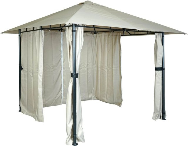 BERLINLODGE Pergola Garten Pavillon mit Seitenwand in Creme-Beige, H x B x T: 255 x 300 x 300 cm - Bild 1