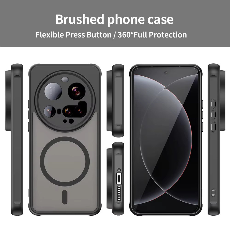 Matte und durchscheinende magnetische Handyhülle für Xiaomi 15 Ultra mit MagSafe Kompatibilität und Slim Drop Protect in Schwarz, Grün oder Transparent - Bild 2