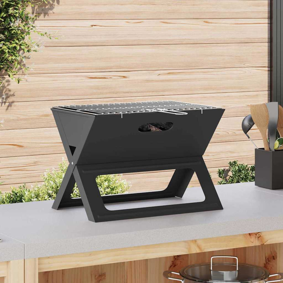 vidaXL Outdoor Grill aus Stahl in Schwarz B/T/H: 46 x 31 x 31 cm - Bild 5