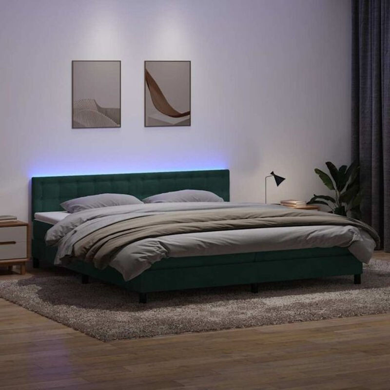 vidaxl Boxspringbett mit Matratze in Dunkelgrün aus Samt, B/T/H: 180 x 220 x 78 cm - Bild 1