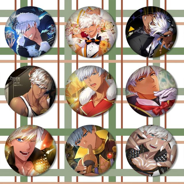 Obey Me Mammon Snap-in-Pins, Cartoon-Figur, rund, bunt - Bild 1