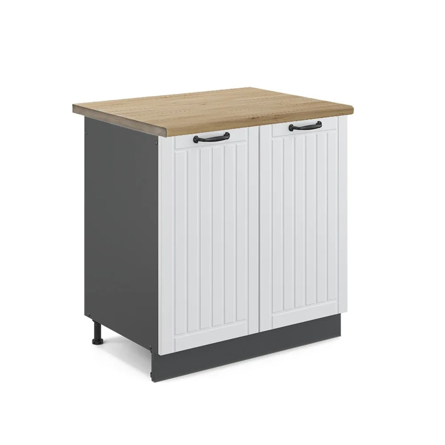 Vicco Spülenunterschrank Fame-Line in Weiß und Anthrazit mit Eichen-Optik im Landhausstil, B/T/H: 80 x 60 x 82 cm - Bild 2
