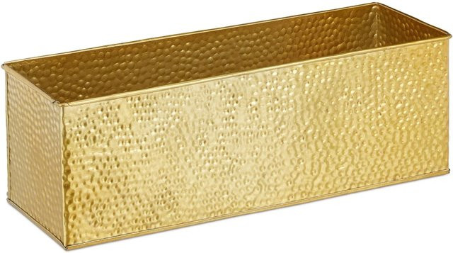 Relaxdays Blumenkasten aus verzinktem Eisen in Gelb, B/H/T: 40 x 13,5 x 12,5 cm - Bild 1