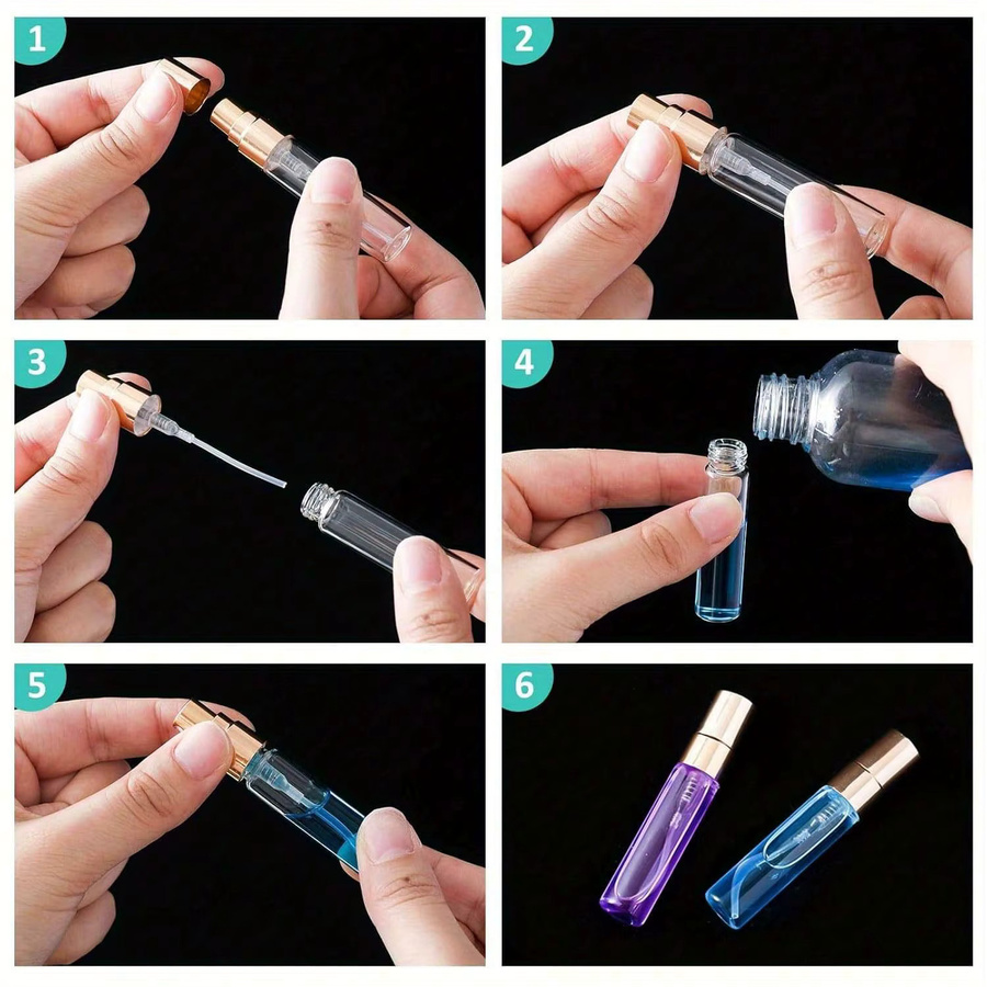 FIGHTYU Nachfüllbare Spray Flaschen für Parfüm und Feuchtigkeitscreme, Glas, Transparent - Bild 3