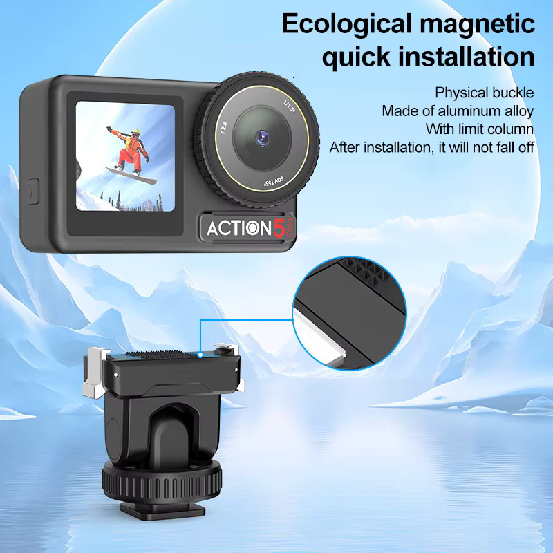 PULUZ Cold Shoe Gimbal Quick Release Basis Adapter für DJI Osmo Action 5 Pro, 4 und 3 in Schwarz - Bild 3