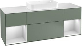 V&B Waschtischunterschrank Finion mit Wandbeleuchtung, Farbe Weiß lackiert, Breite: 160 cm, Tiefe: 50,1 cm, Höhe: 50,1 cm - Bild 1