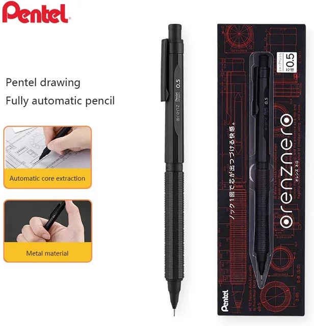 Pentel ORENZNERO Druckbleistift in Schwarz mit automatischer Minenführung und bruchsicherer Technologie - Bild 1