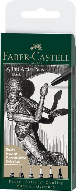 Faber Castell Pitt Artist Pen Tuschestift Set Schwarz für Profis - Bild 1
