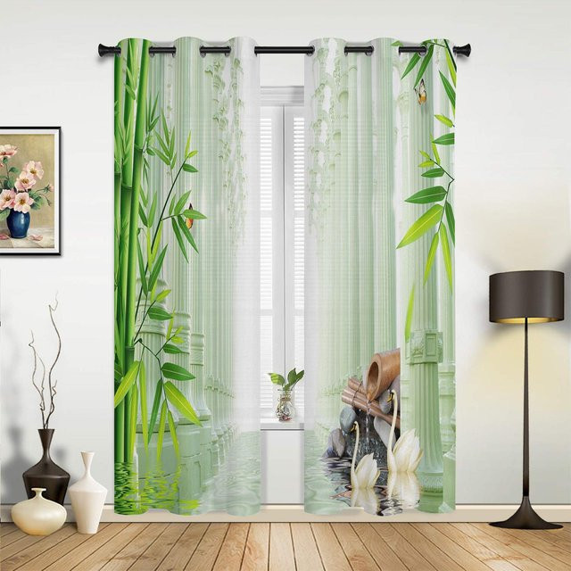 Mexikanische Eidechse Vorhänge mit Grafikdesign in Grün für Wohnzimmer, Küche oder Schlafzimmer, Breite: 135 cm, Höhe: 60 cm - Bild 1