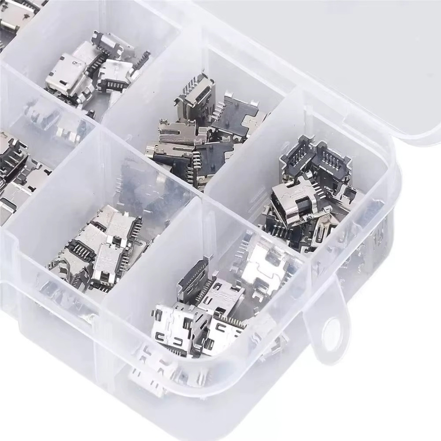 WLMLBWCJ Micro USB Mini Buchsen Set für Android Handys und MP3 Player, Farbe: Silber, 100 Stück - Bild 2